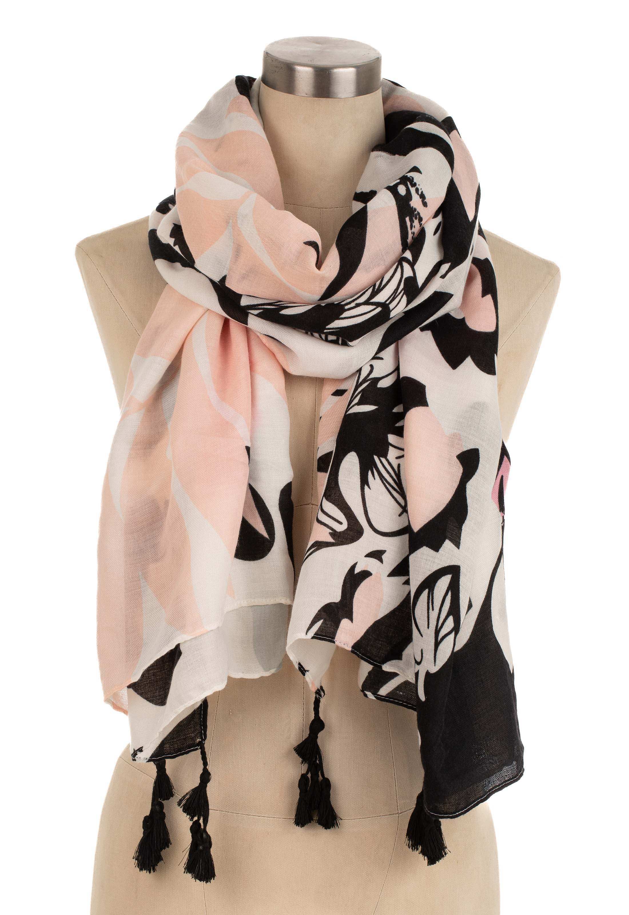 Floral Abstract Tassel Printed Scarf