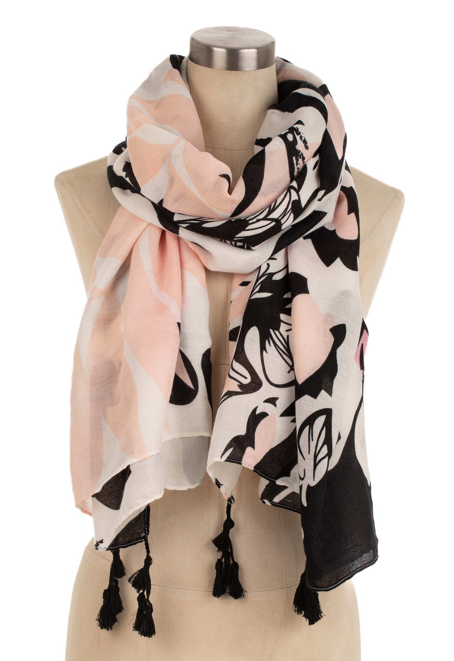 Floral Abstract Tassel Printed Scarf