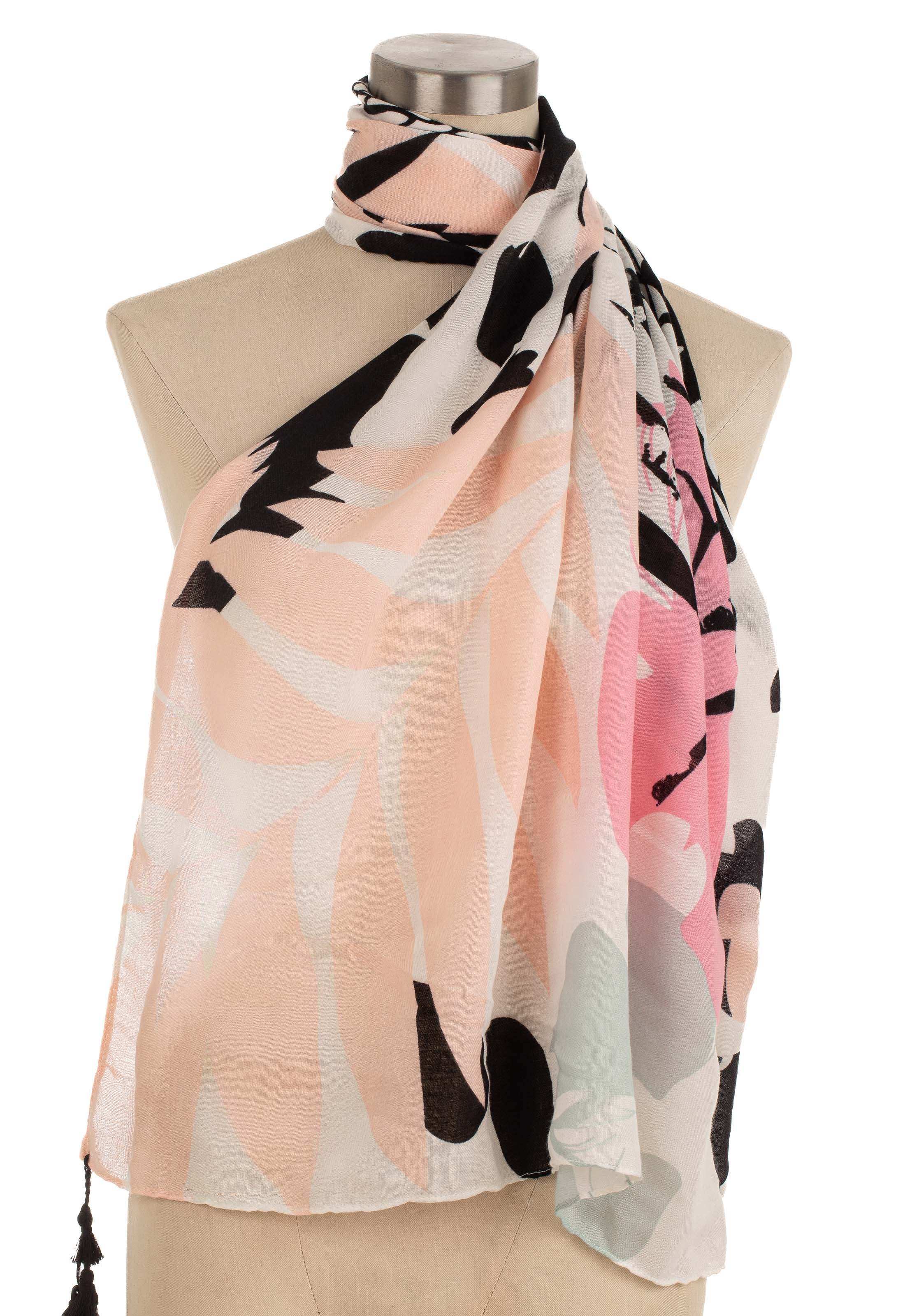 Floral Abstract Tassel Printed Scarf