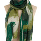 Abstract Green Pattern Scarf with Shiny Touch