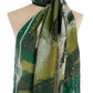 Abstract Green Pattern Scarf with Shiny Touch