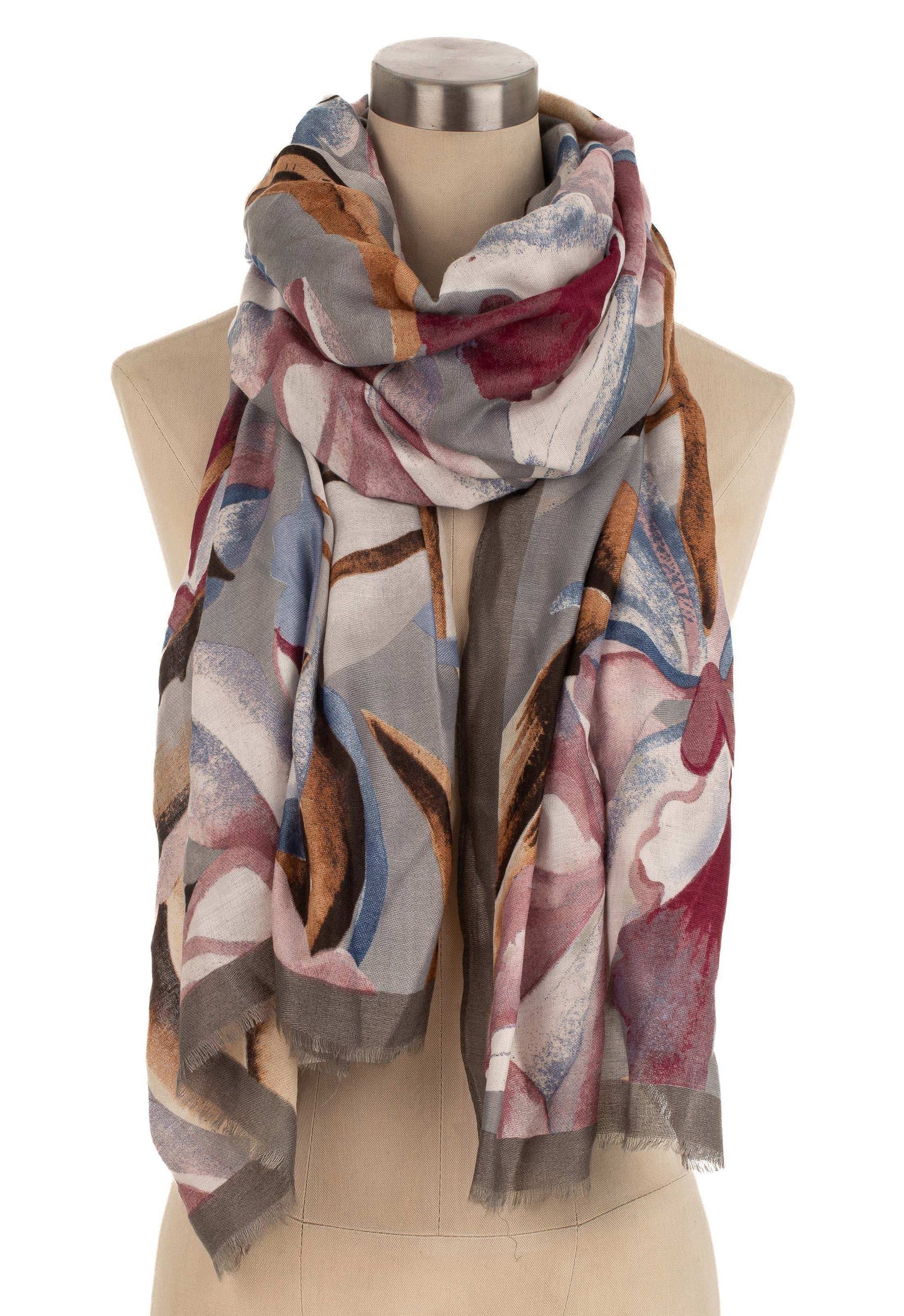 Floral Abstract Scarf in Natural Tones