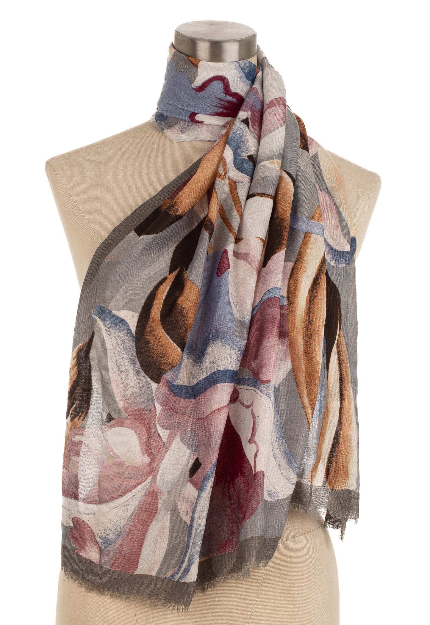 Floral Abstract Scarf in Natural Tones