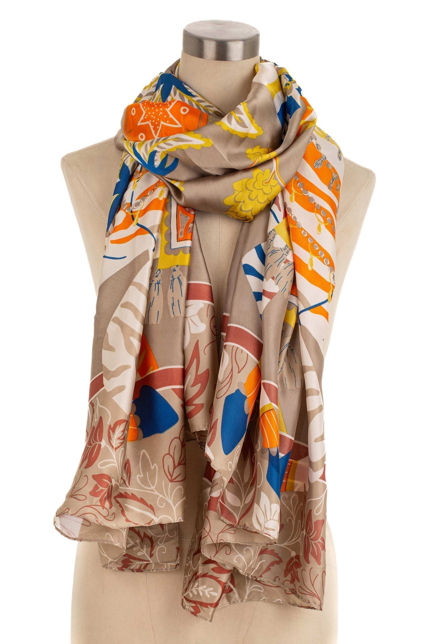 Floral and Geometric Pattern Scarf
