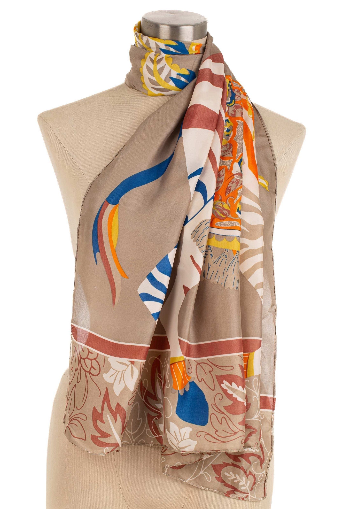 Floral and Geometric Pattern Scarf
