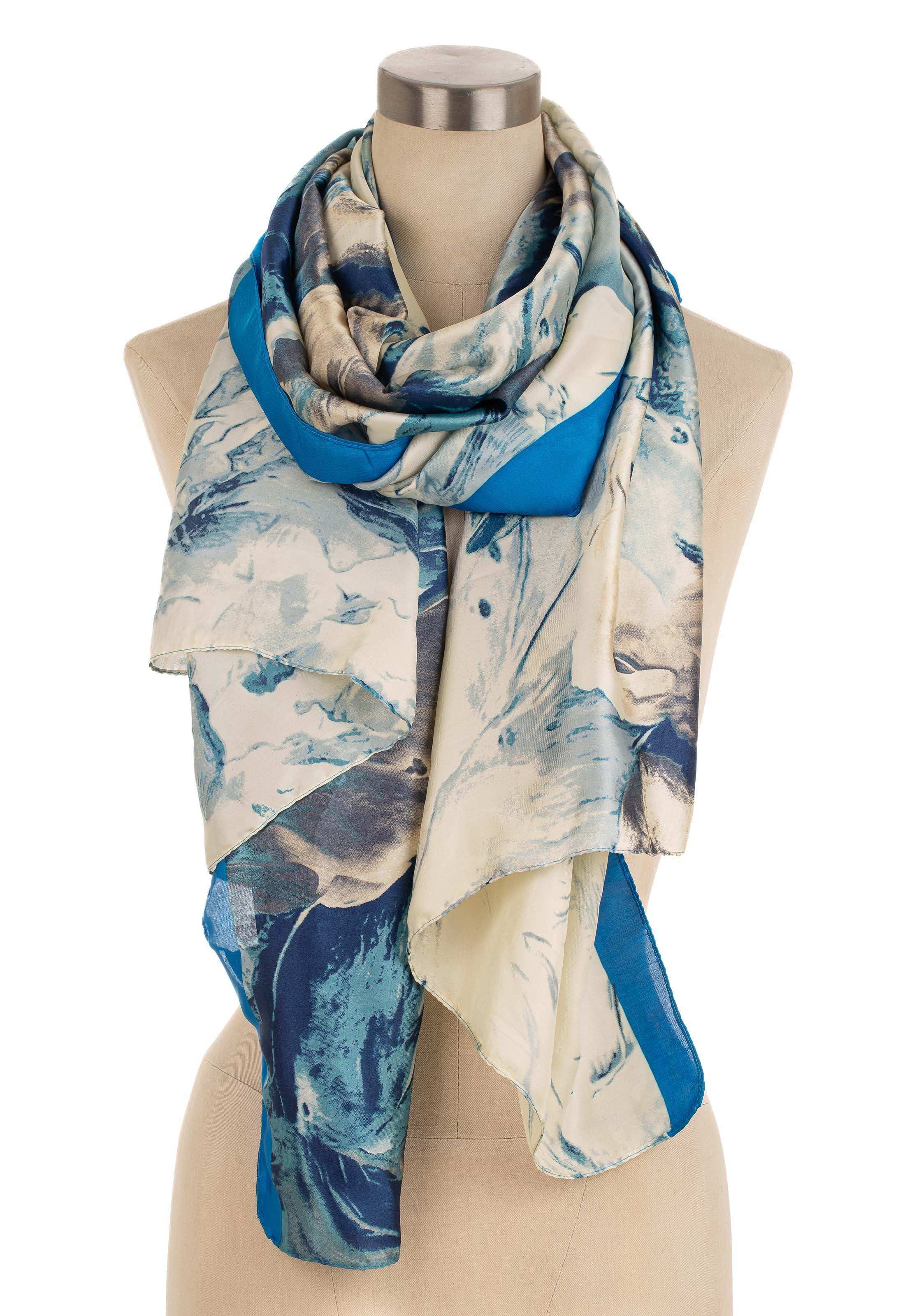 تصميم وشاح شرابة مطبوع بالزهرة