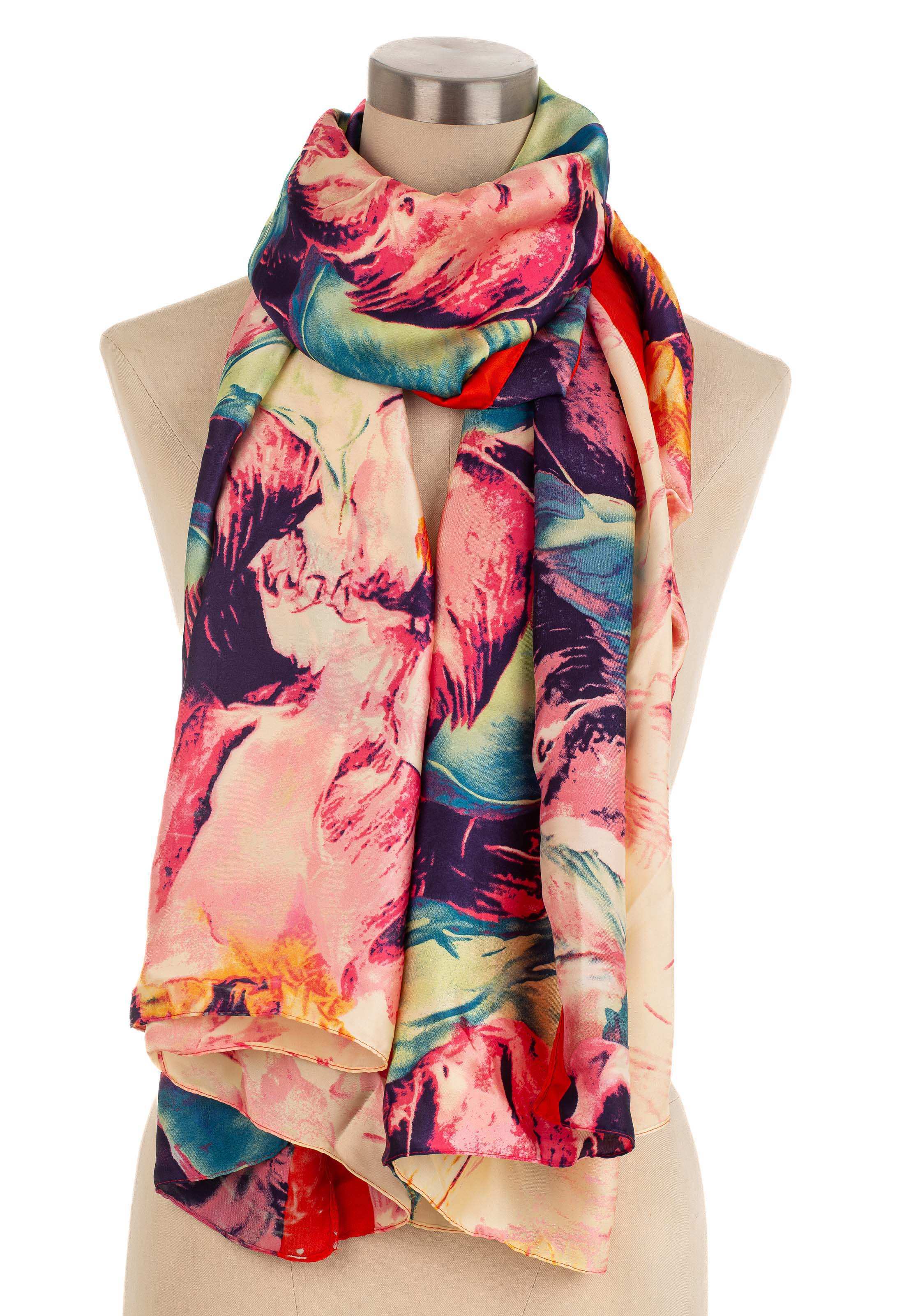 تصميم وشاح شرابة مطبوع بالزهرة