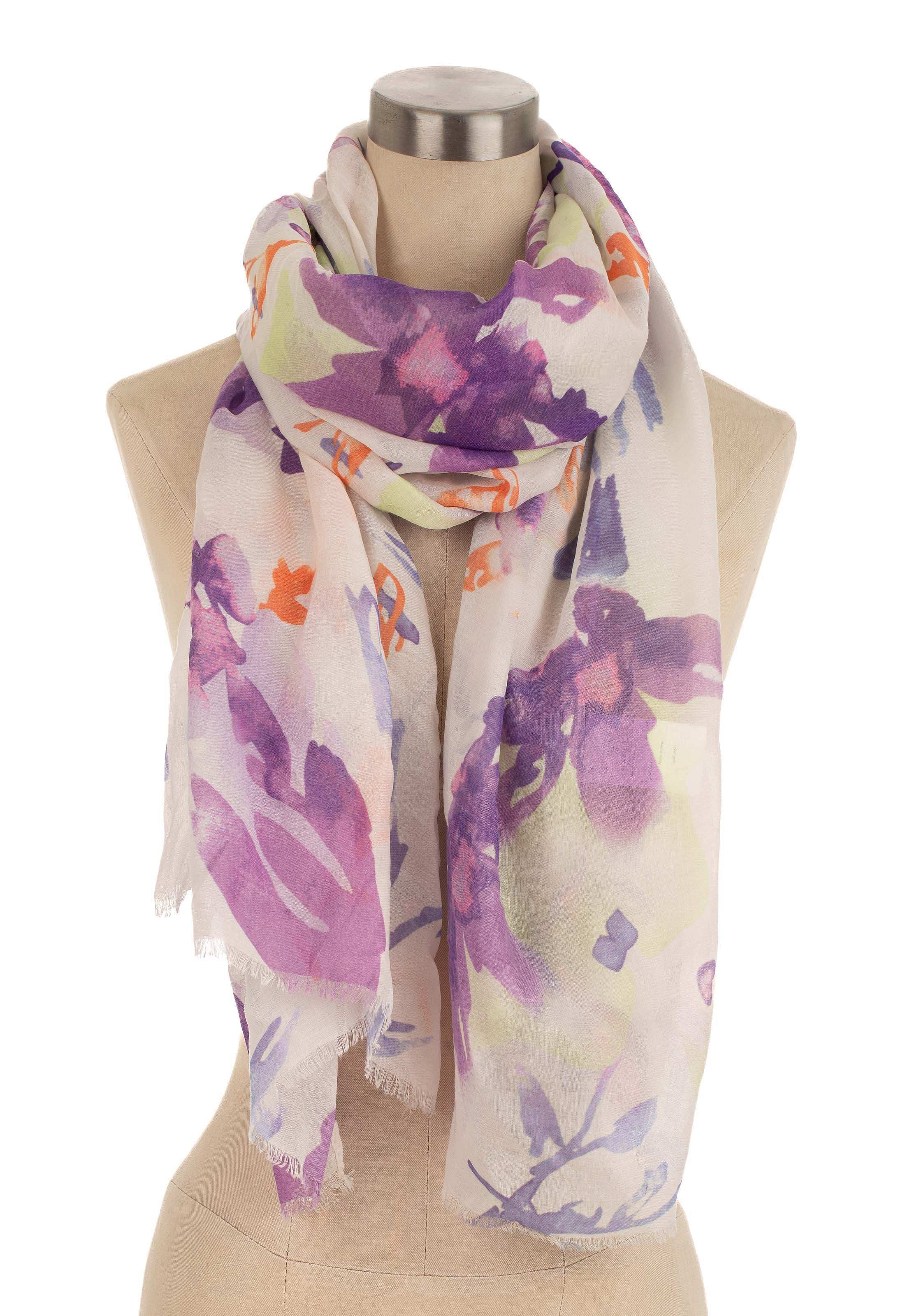 تصميم وشاح شرابة مطبوع بالزهرة