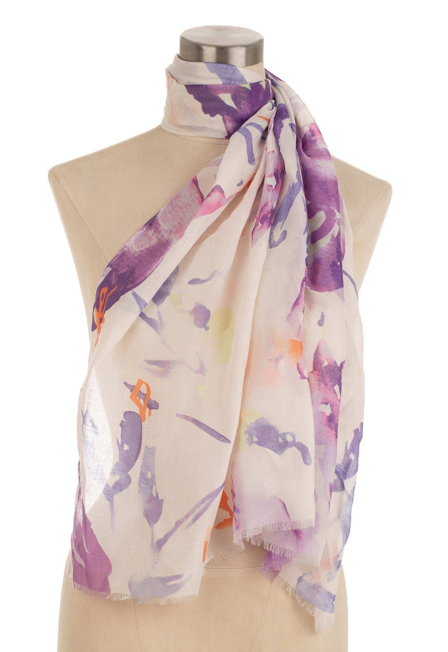 Watercolor Floral Patterned Scarf
