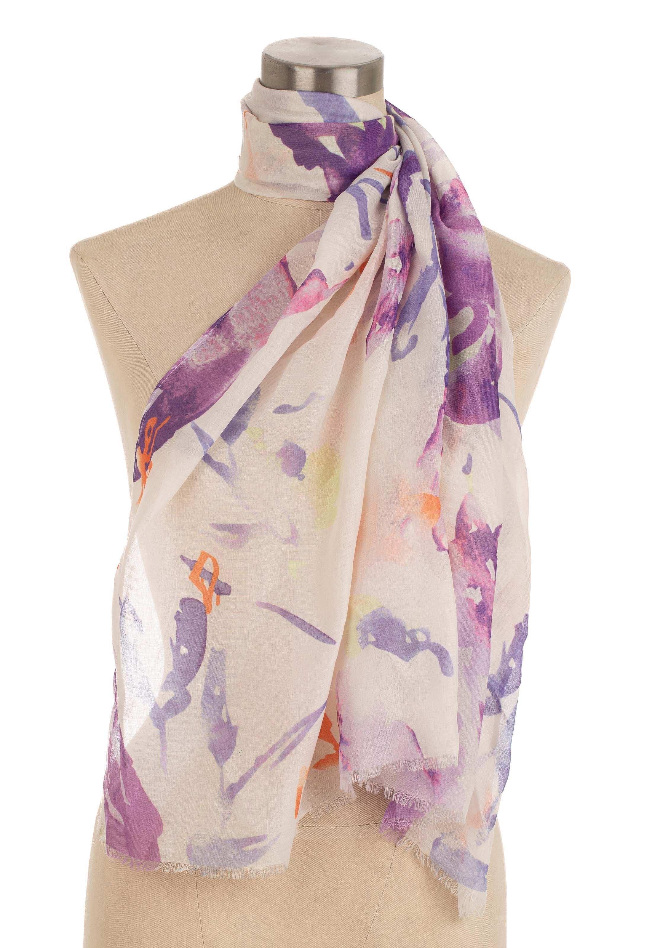 تصميم وشاح شرابة مطبوع بالزهرة