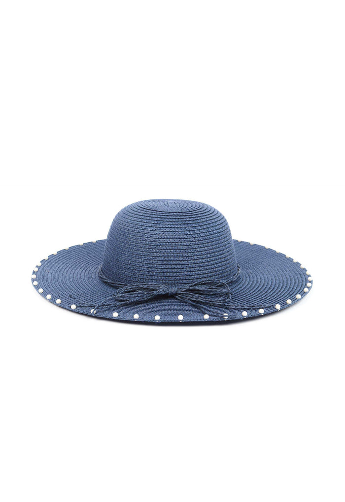 Pearl Decorated Wide Brim Hat