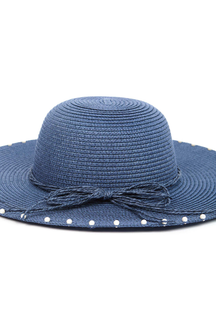 Pearl Decorated Wide Brim Hat