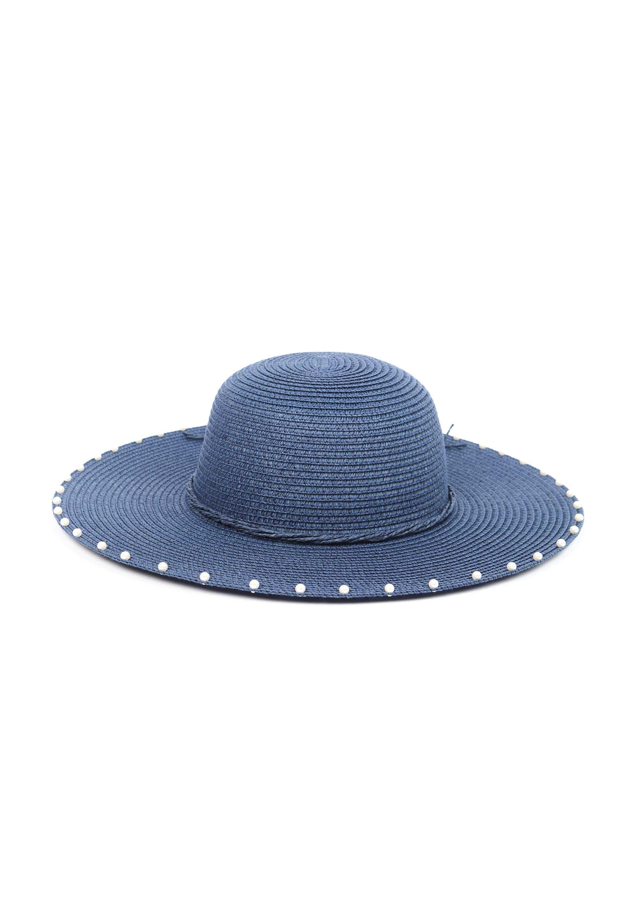 Pearl Decorated Wide Brim Hat