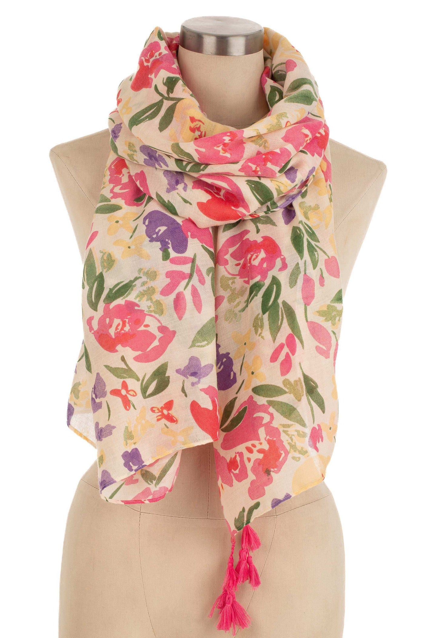 Blossom Garden Pattern Tassel Scarf