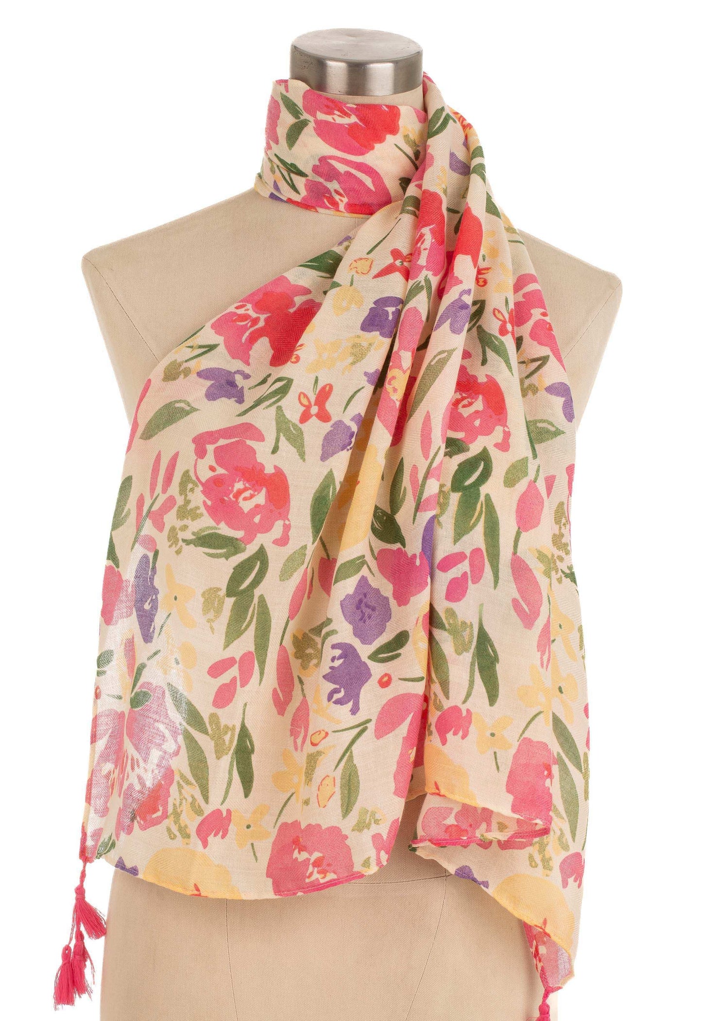 Blossom Garden Pattern Tassel Scarf