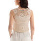 Feminine Perforated Crochet Vest