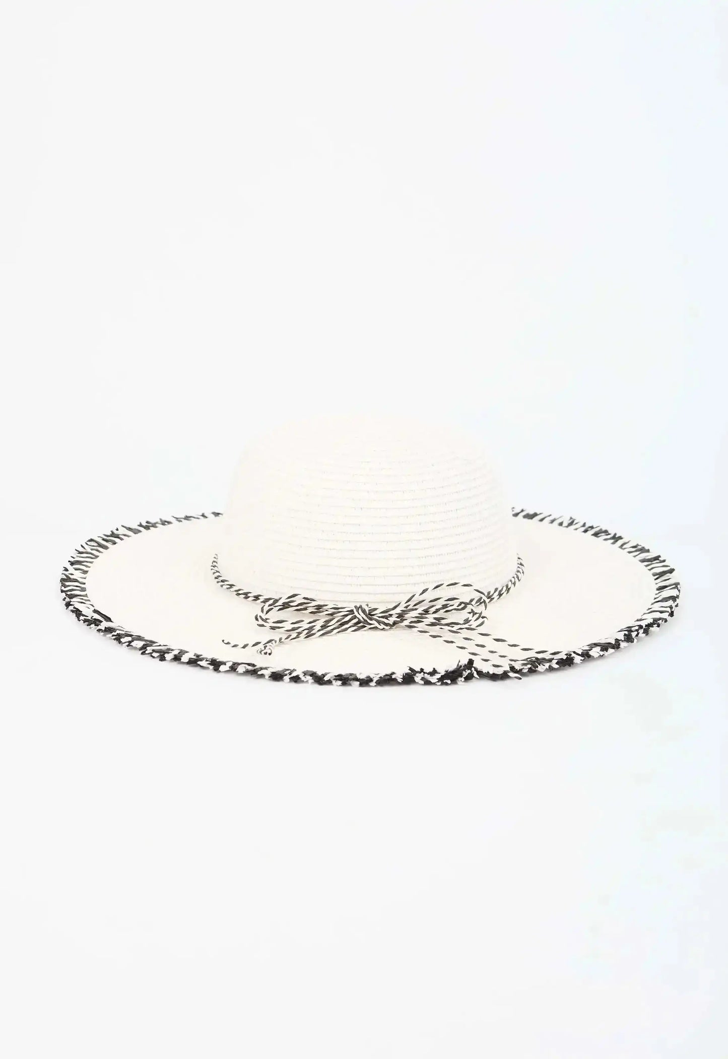 Two-Tone Brim Hat with Decorative Braids