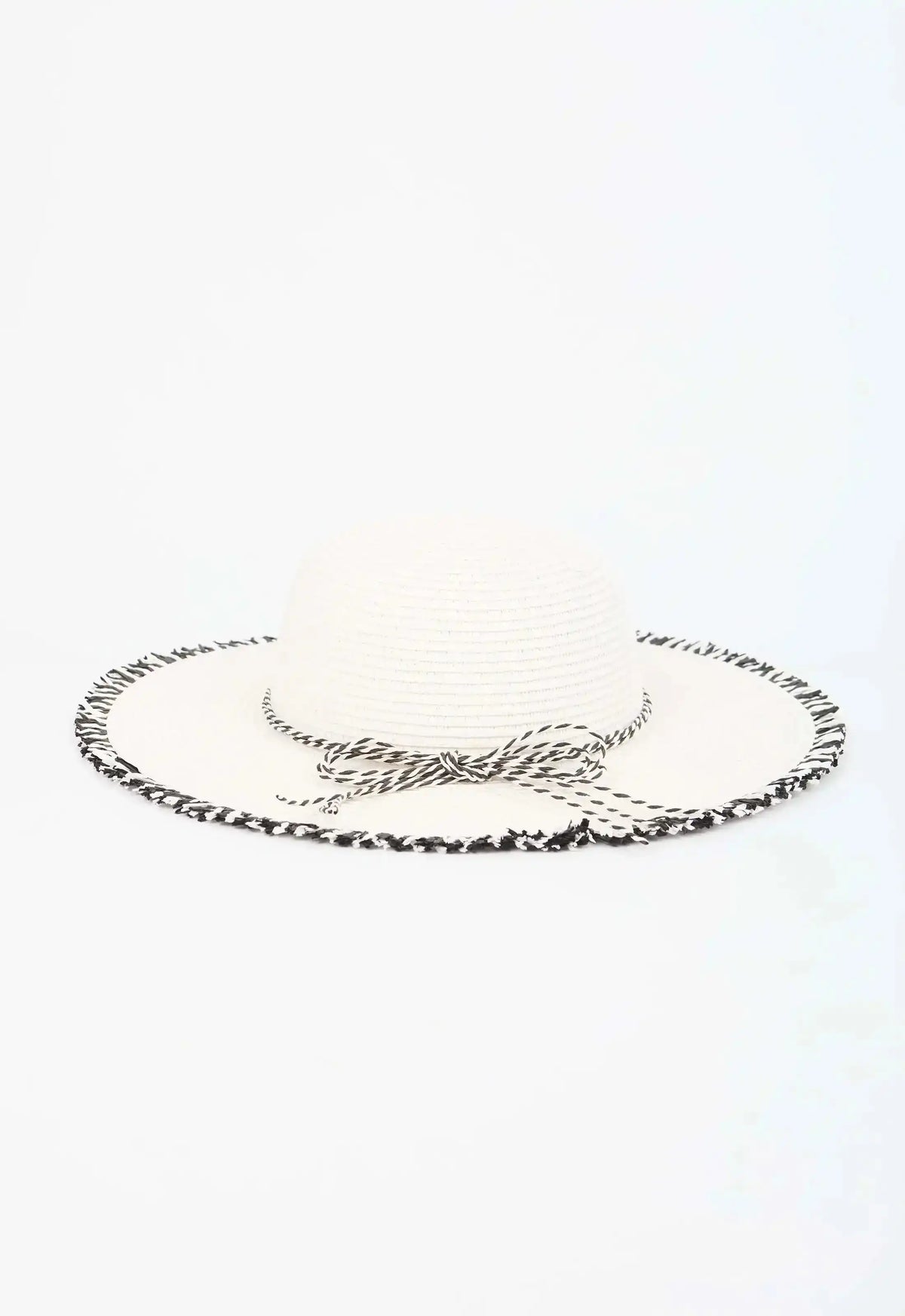 Two-Tone Brim Hat with Decorative Braids