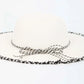 Two-Tone Brim Hat with Decorative Braids