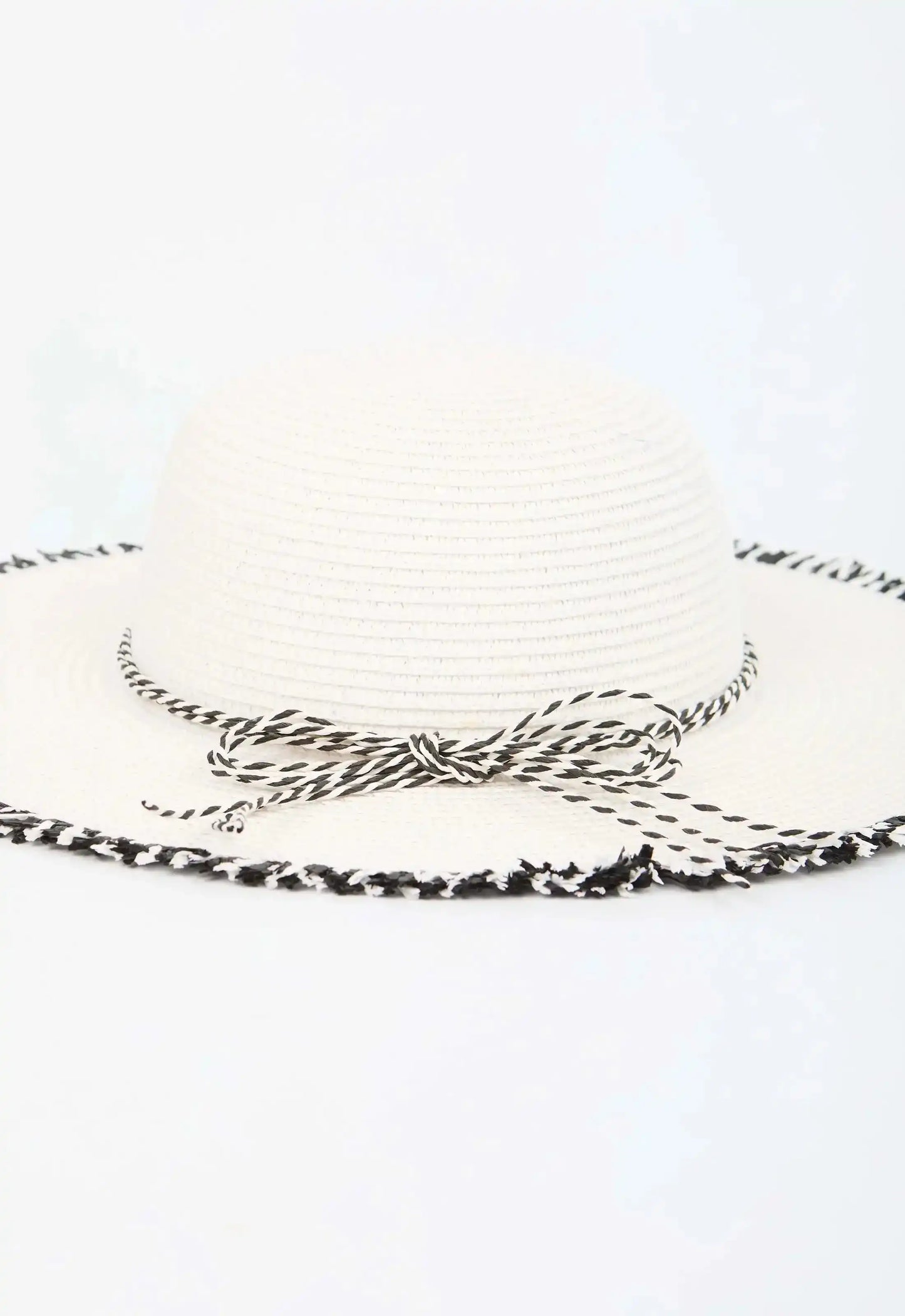 Two-Tone Brim Hat with Decorative Braids