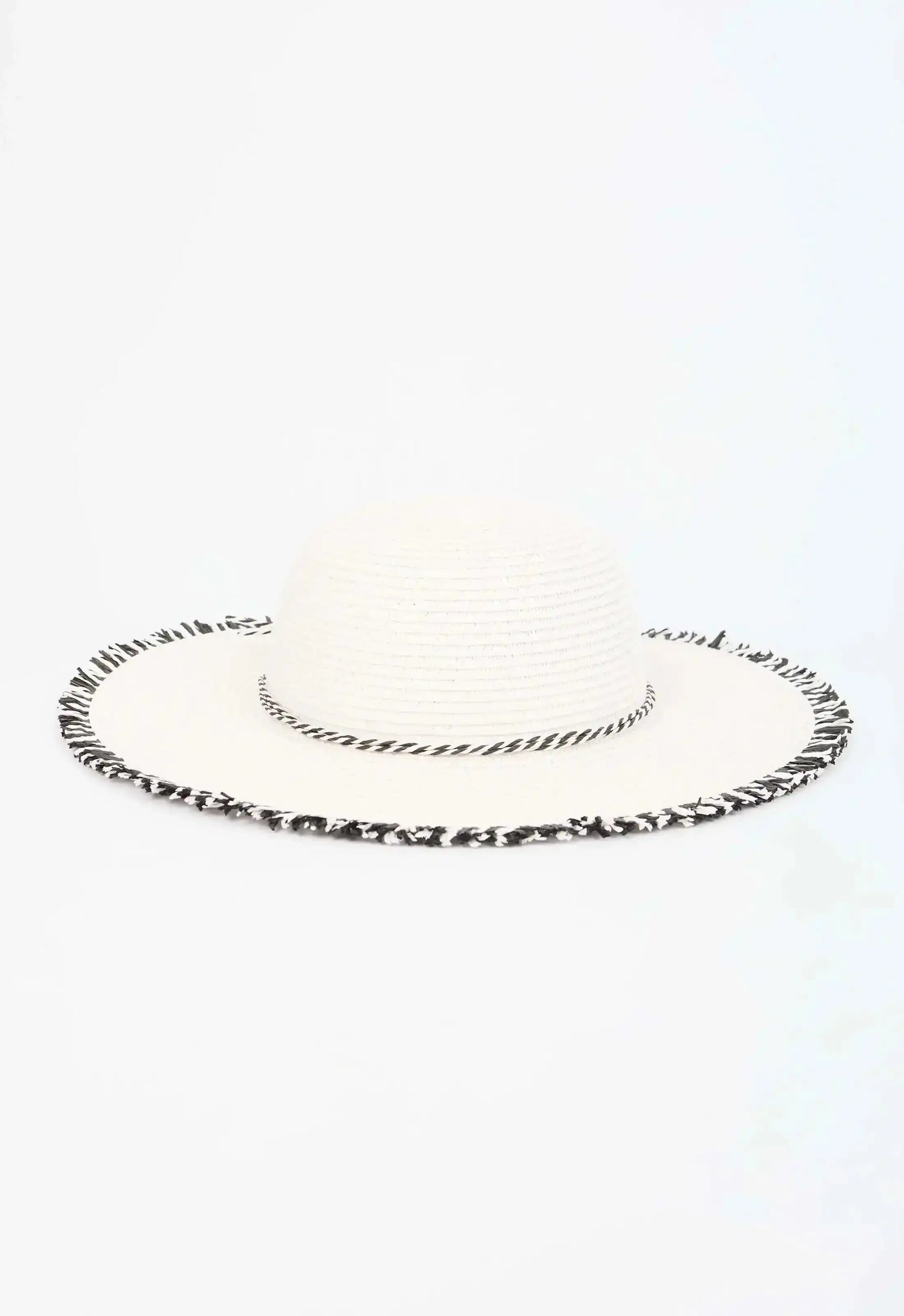 Two-Tone Brim Hat with Decorative Braids