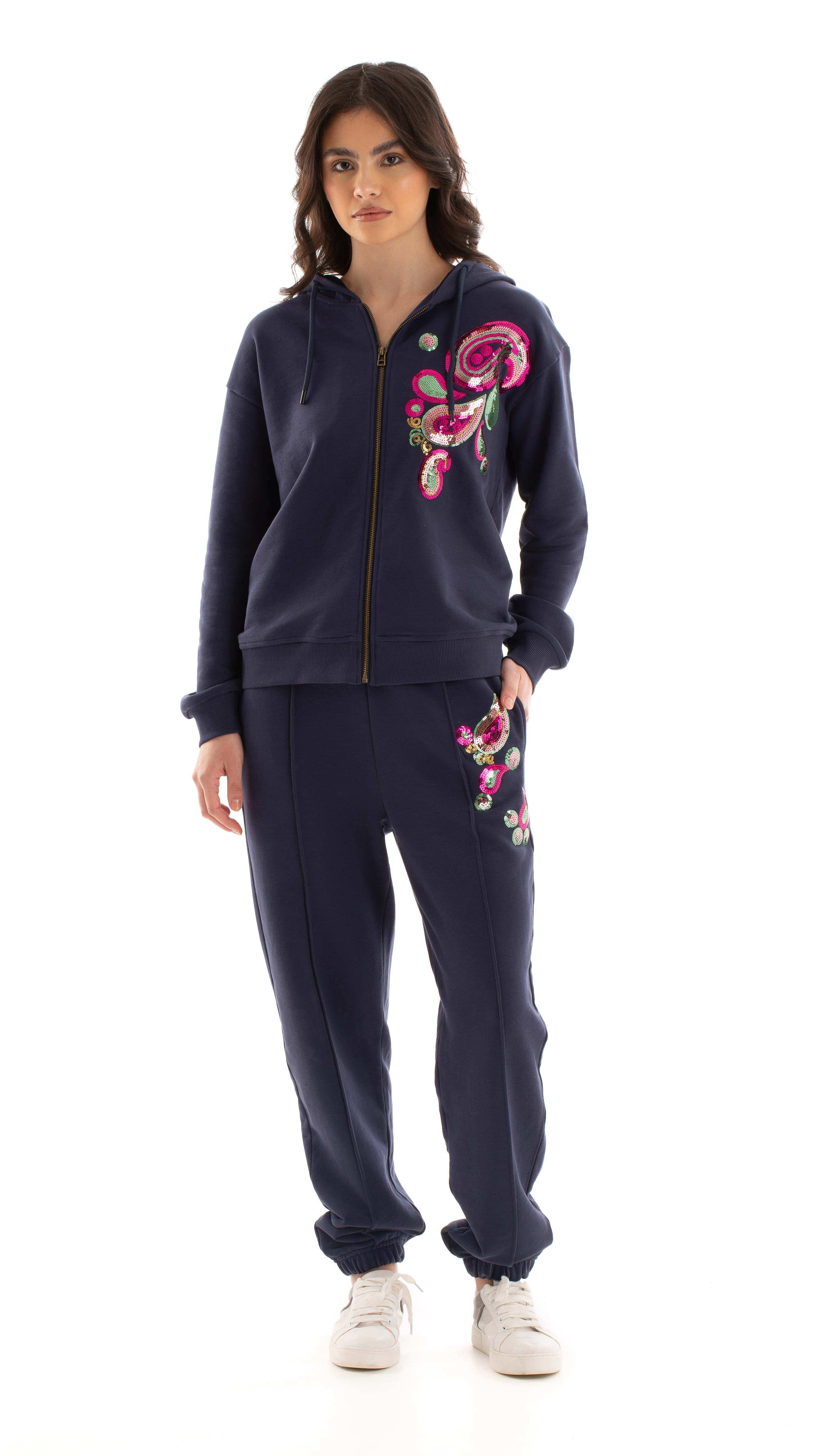 Cotton Sweatpants with Colorful Shiny Sequins