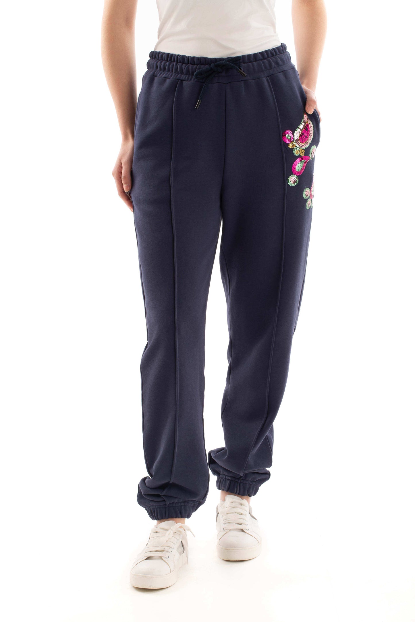 Cotton Sweatpants with Colorful Shiny Sequins