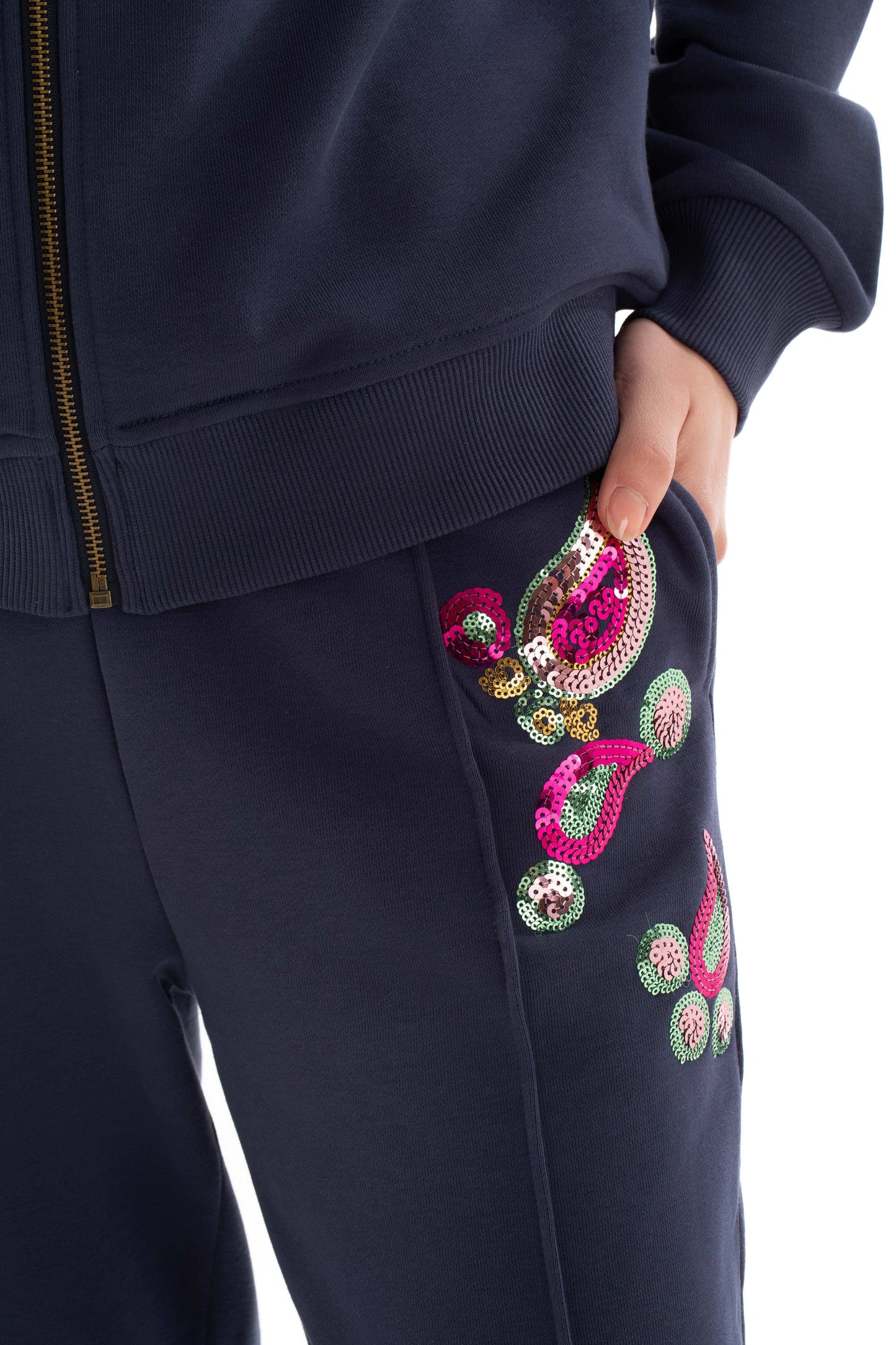 Cotton Sweatpants with Colorful Shiny Sequins