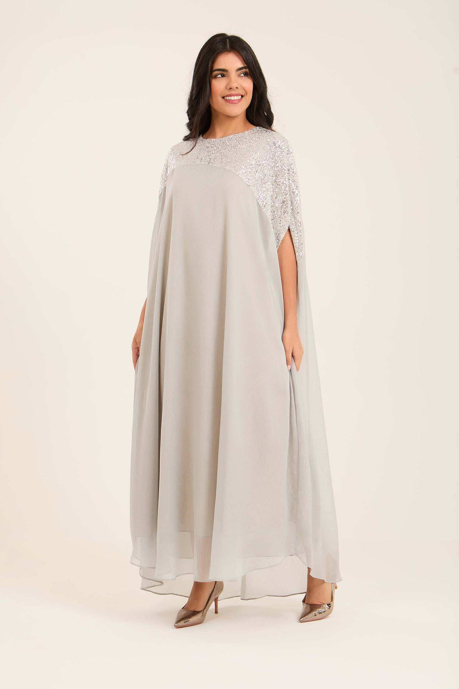 Shiny Sequins Shoulders Loose Kaftan