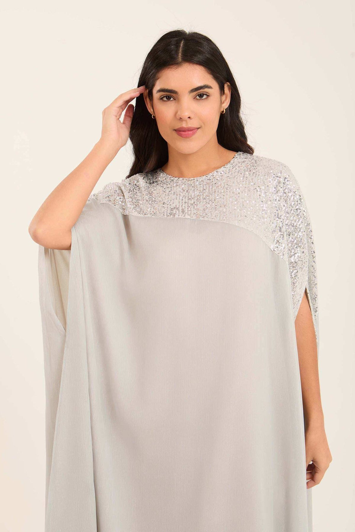 Shiny Sequins Shoulders Loose Kaftan