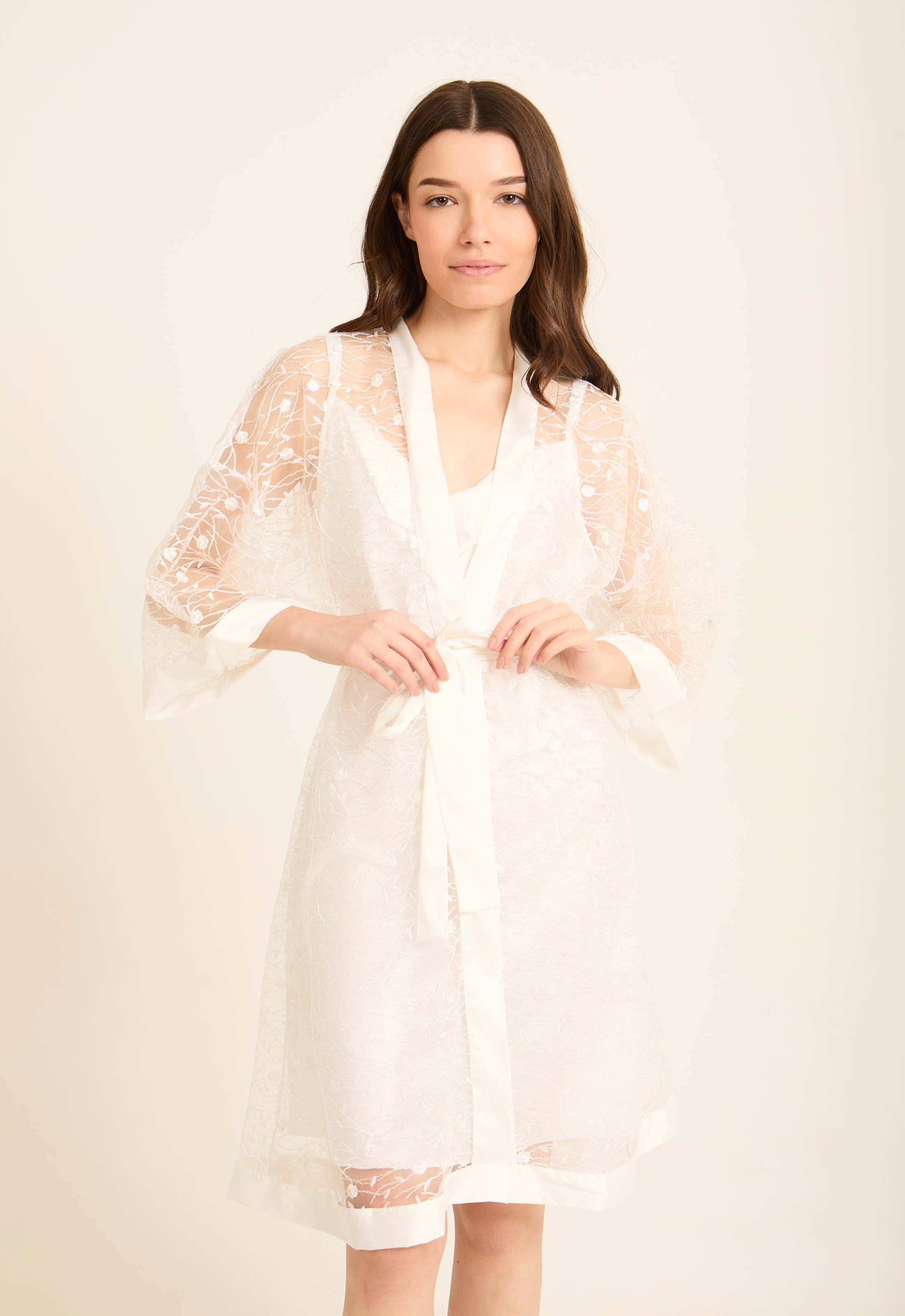Embroidered Floral Summer Sheer Robe
