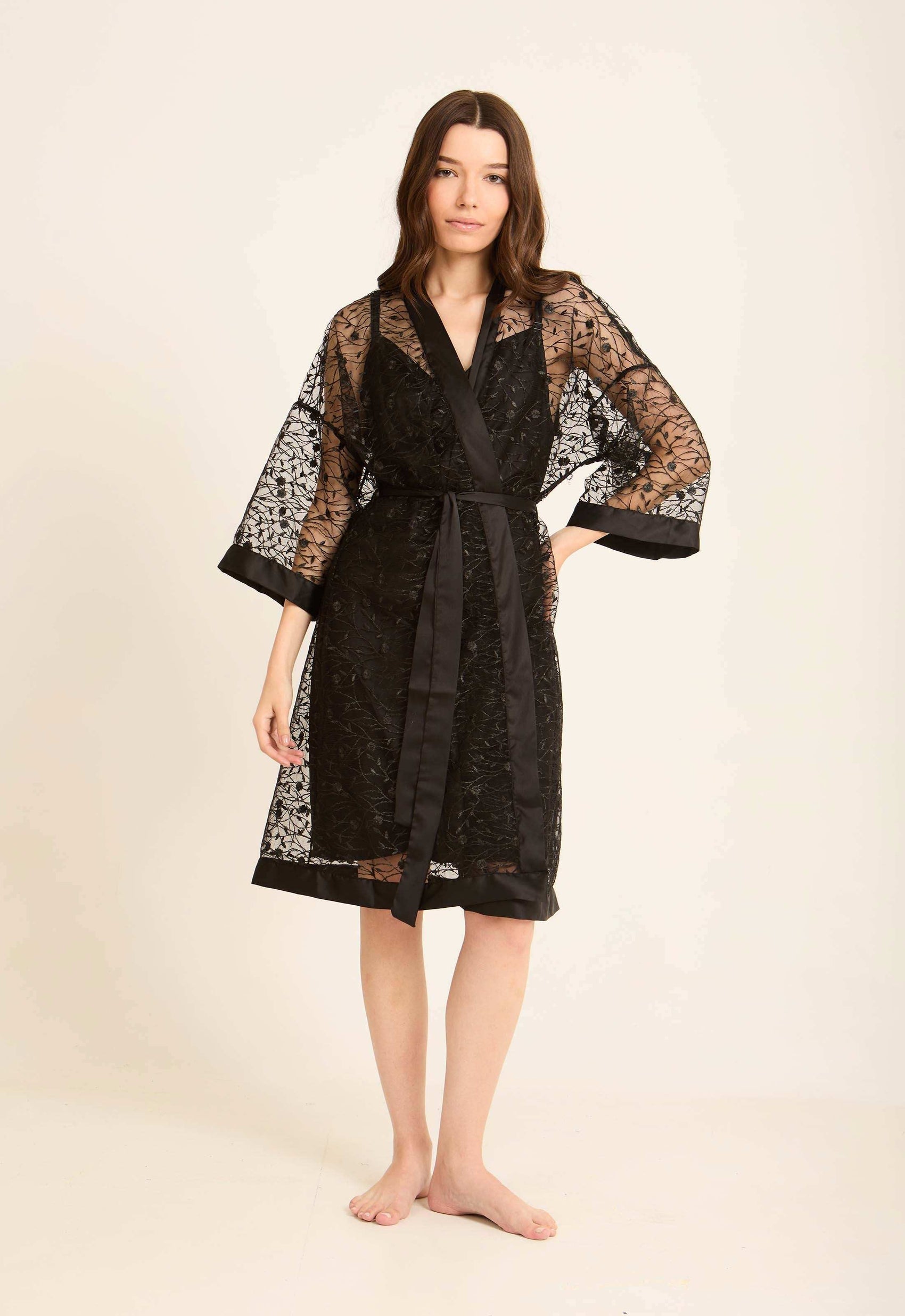 Embroidered Floral Summer Sheer Robe