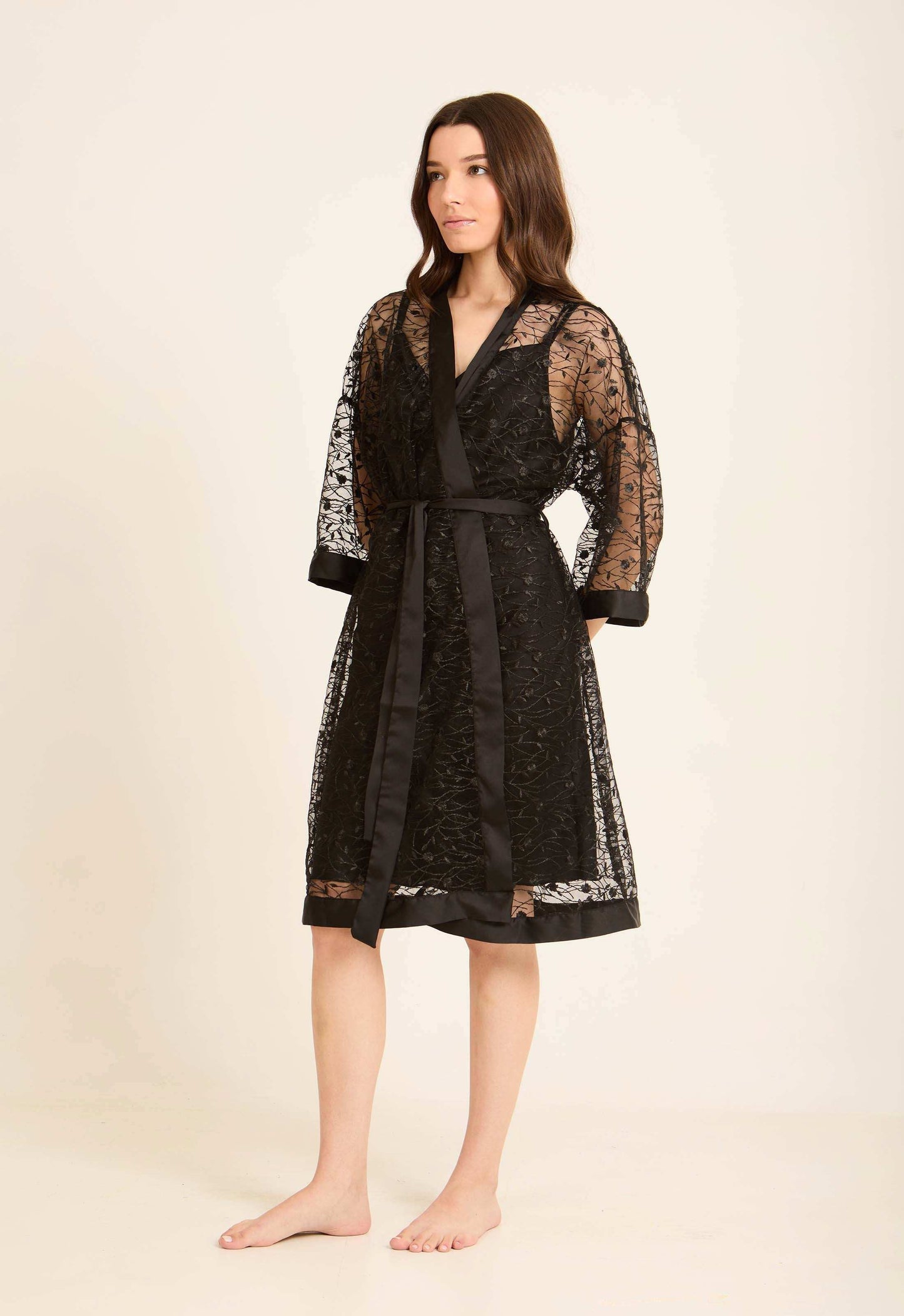 Embroidered Floral Summer Sheer Robe