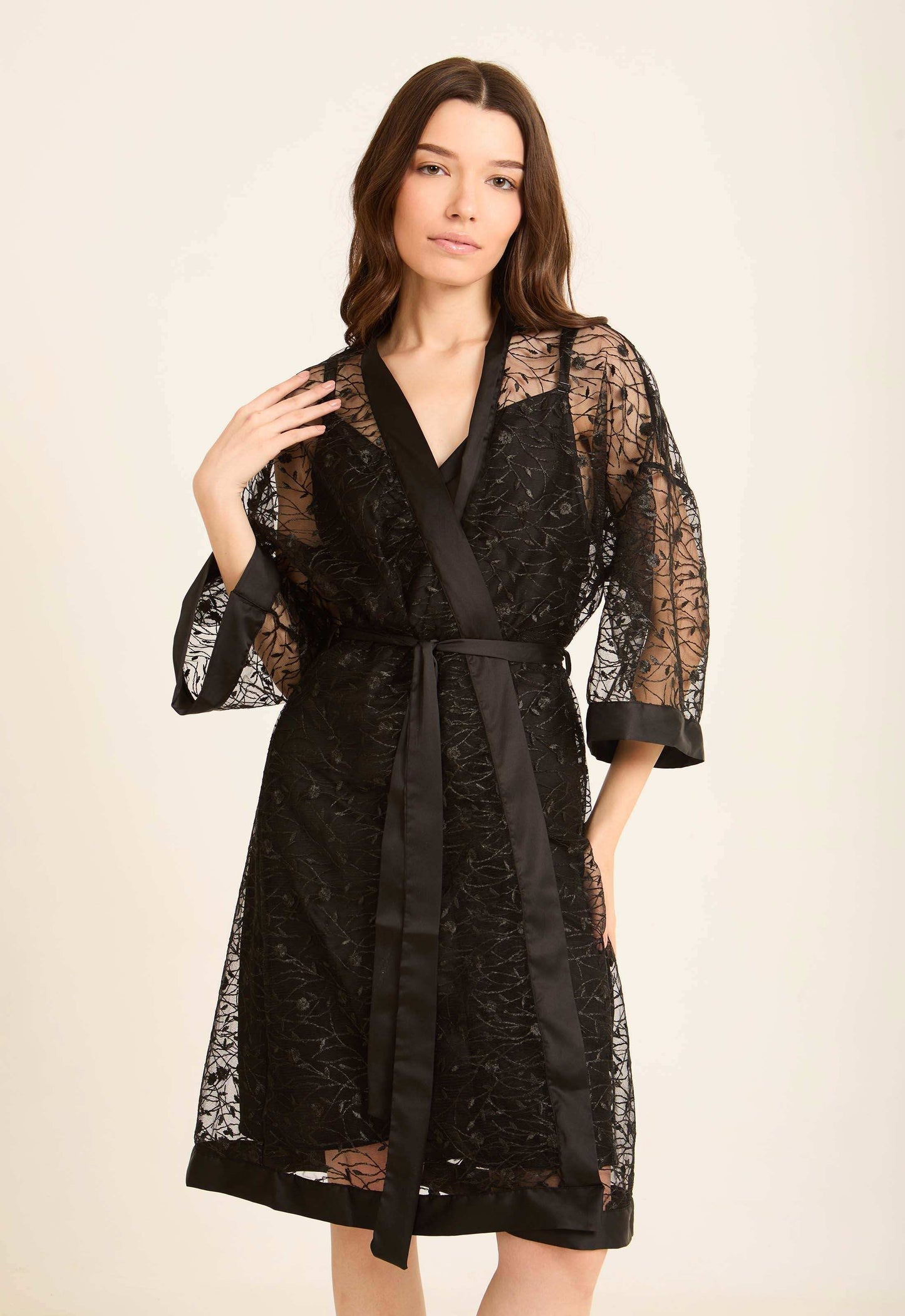 Embroidered Floral Summer Sheer Robe