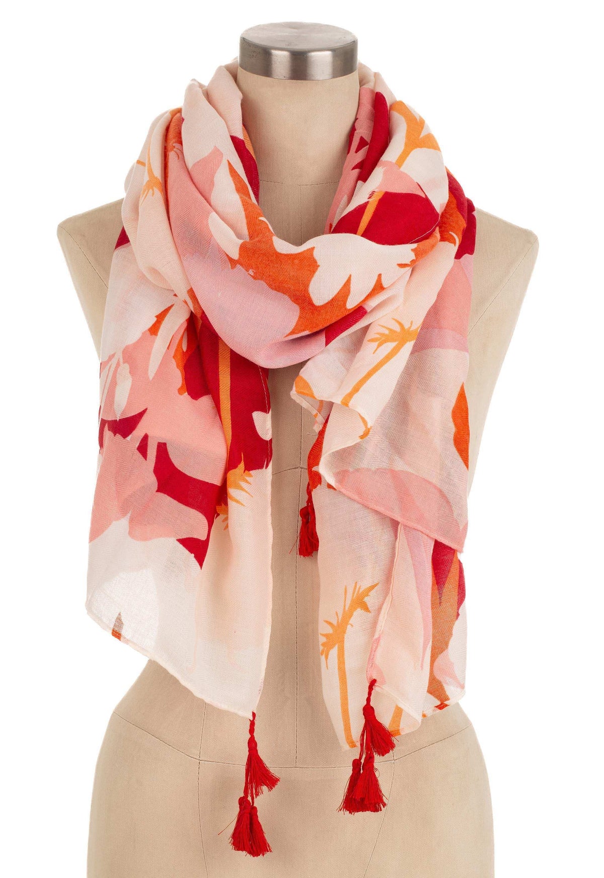 Tassel Edge Floral Pattern Scarf