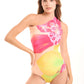 Summer Colorful One-Shoulder Swimsuit