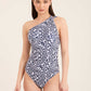 Patterned Femine One-Shoulder Swimsuit