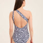 Patterned Femine One-Shoulder Swimsuit