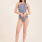 Patterned Femine One-Shoulder Swimsuit