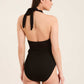 Halter Neck Textured Swimsuit with Front Tie
