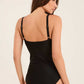 V-Neck One-Piece Swimsuit with Crossed Pleat