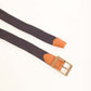 Textured Woven Stretch Belt with PU Leather Trim