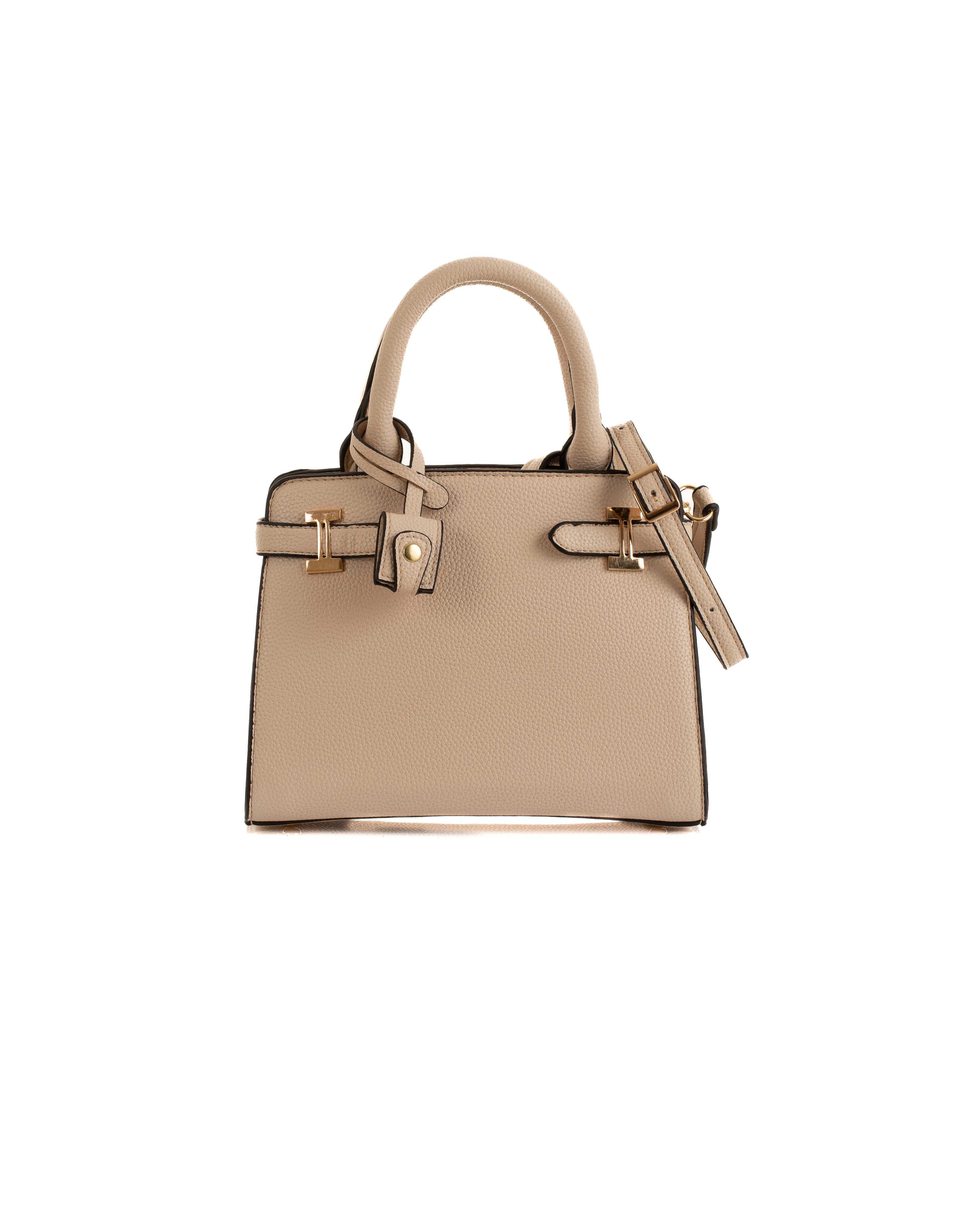 Textured Leather Classy Zipped Handbag