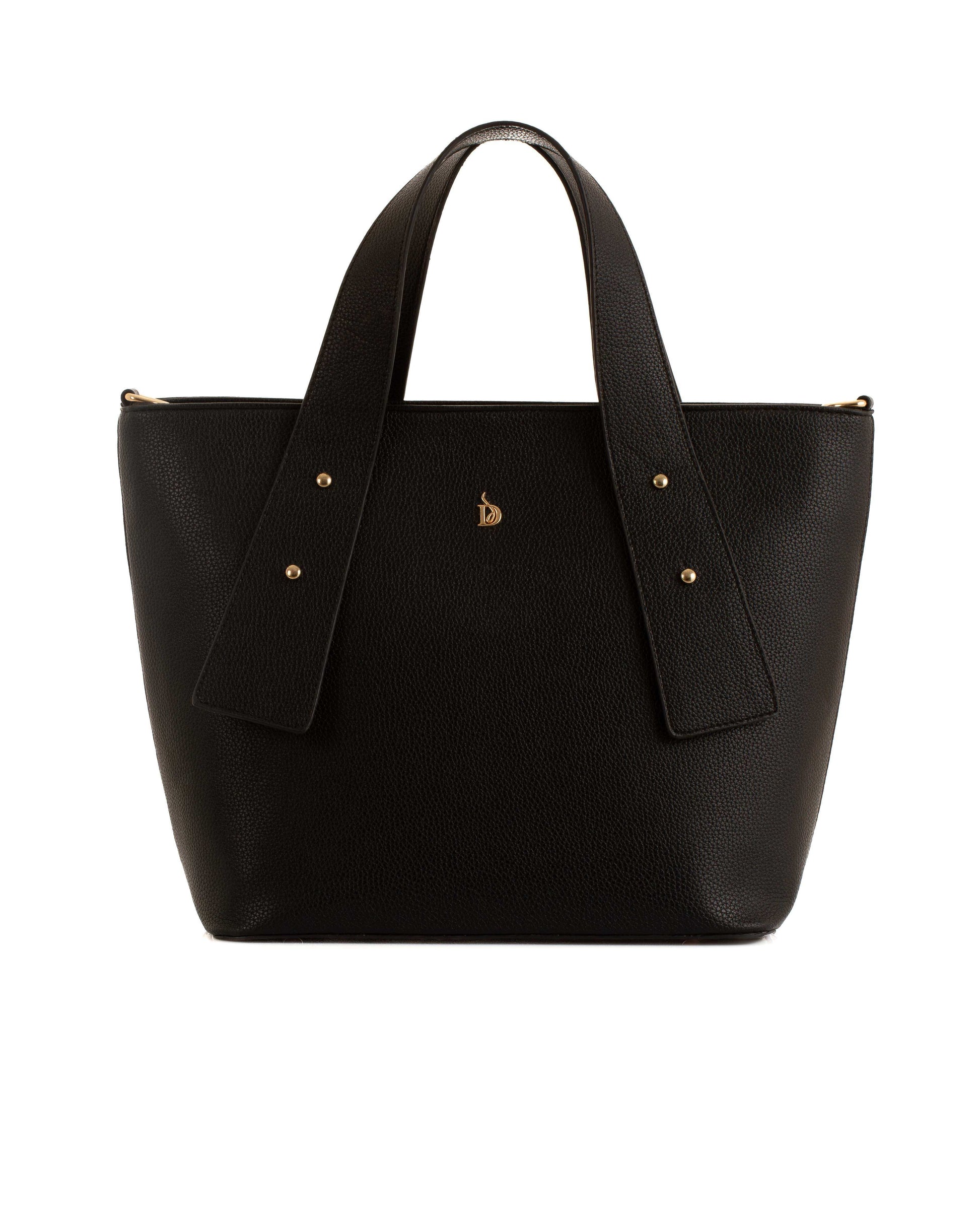 Decorative Studs Handle Textured Handbag