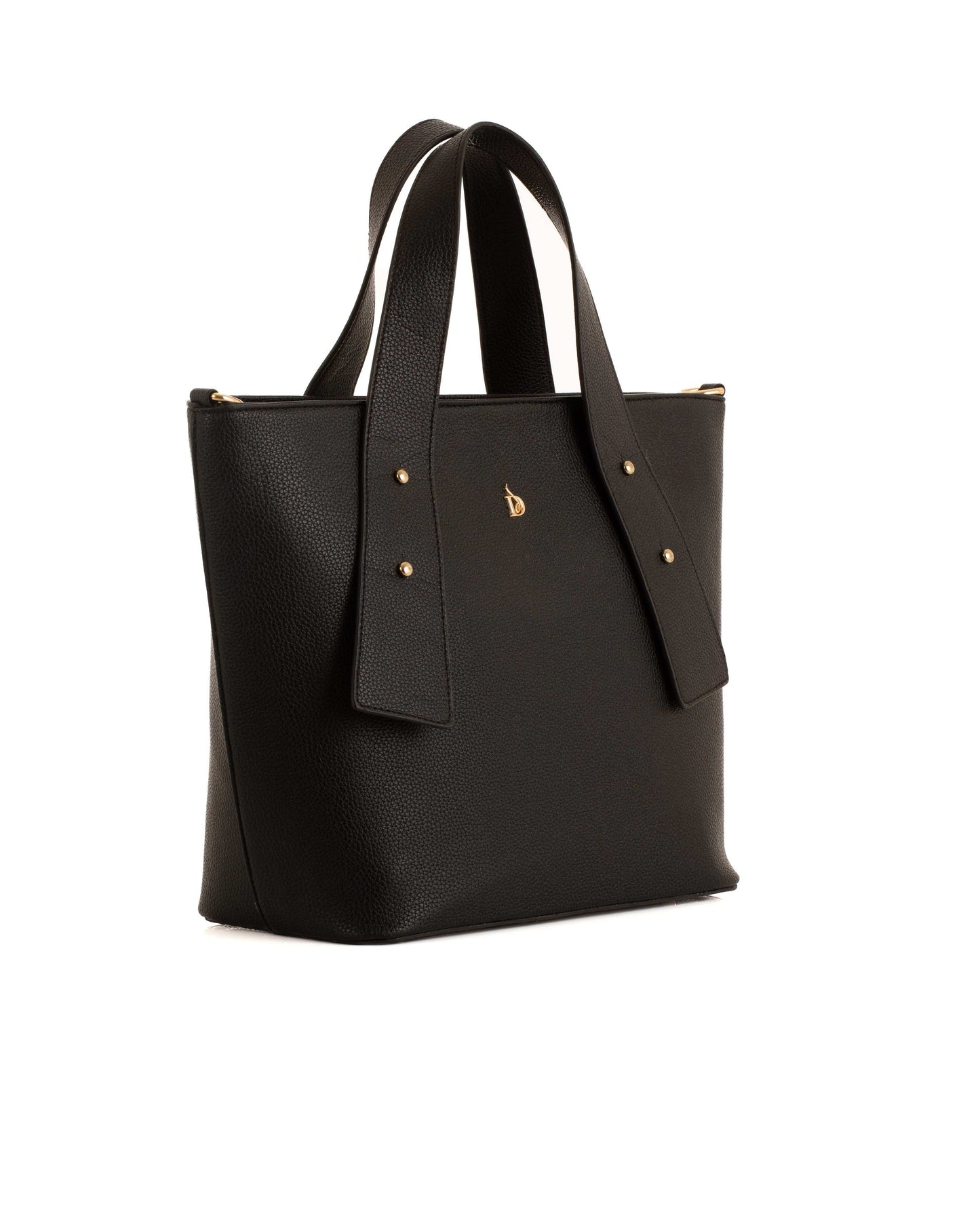 Decorative Studs Handle Textured Handbag