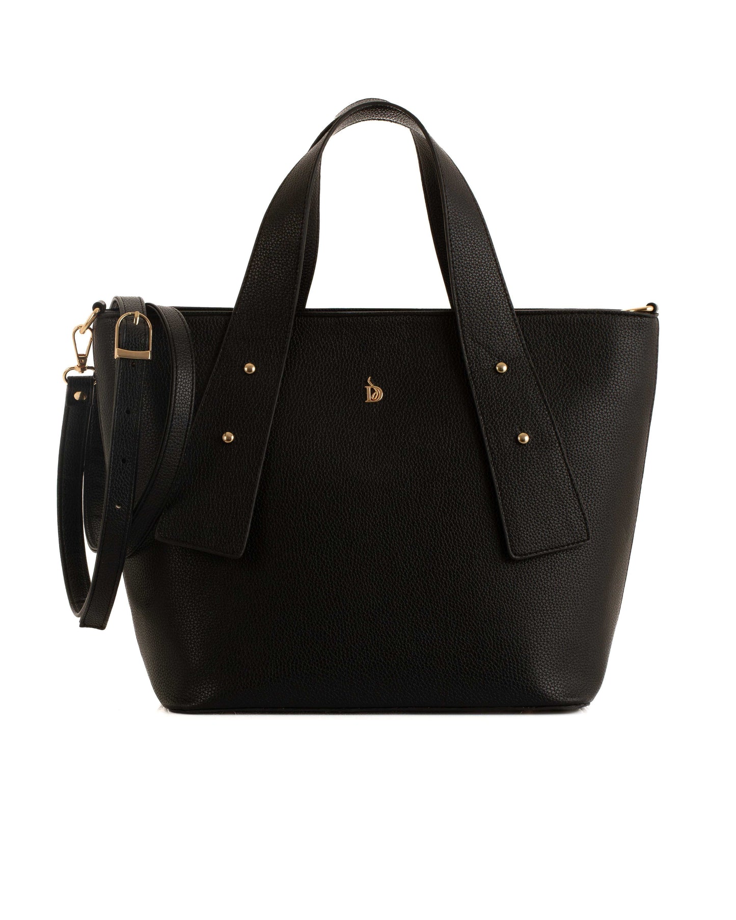 Decorative Studs Handle Textured Handbag