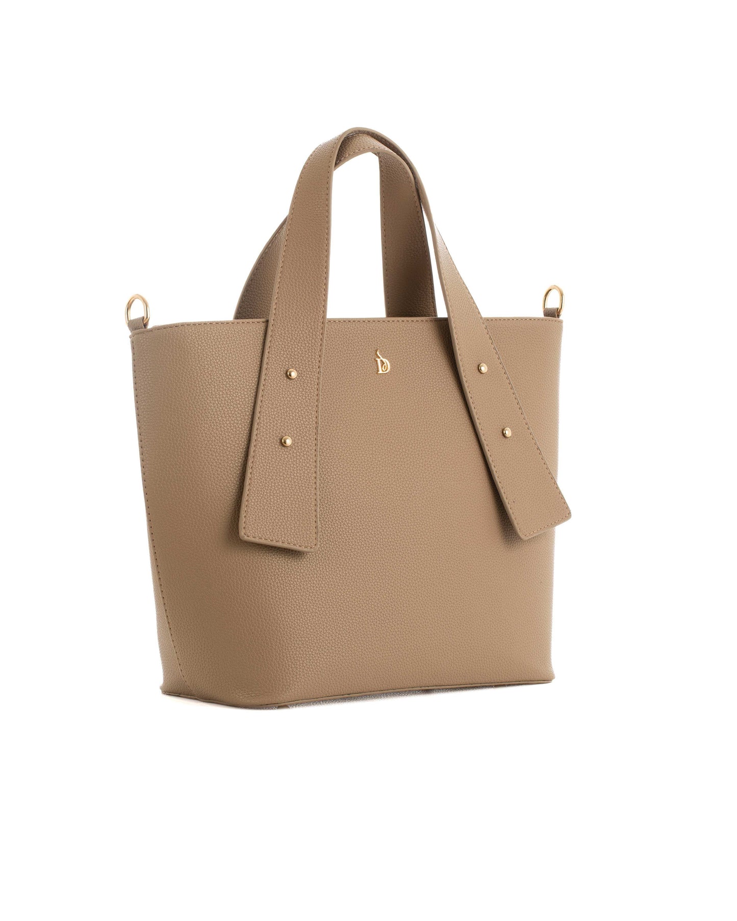 Decorative Studs Handle Textured Handbag