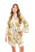 Patterned Lace-Up Short Sleeves Robe