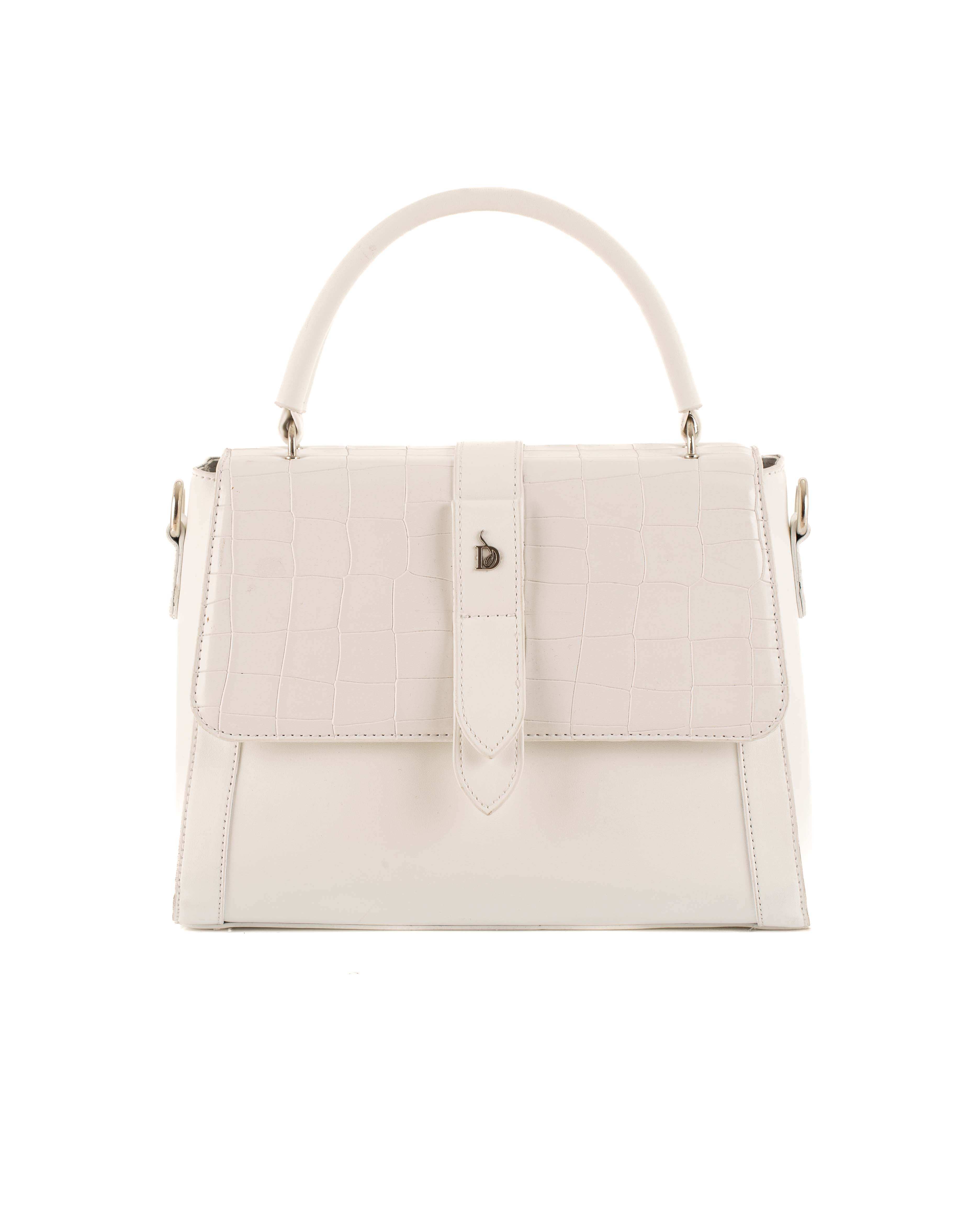 Leather Crocodile-Embossed Office Handbag