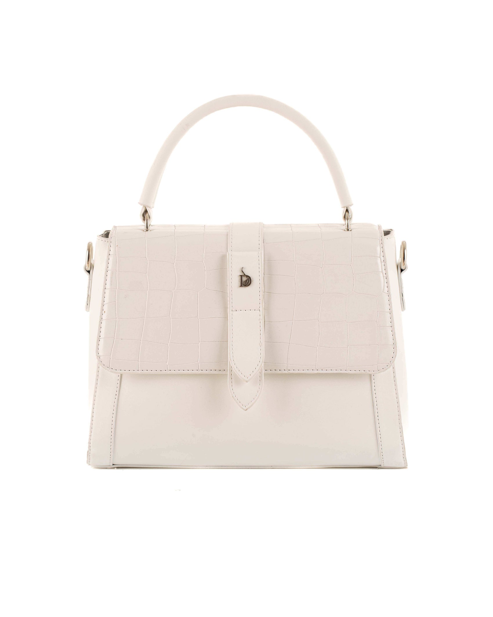 Leather Crocodile-Embossed Office Handbag
